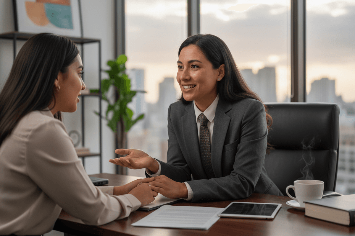 Immigration lawyer providing consultation to client